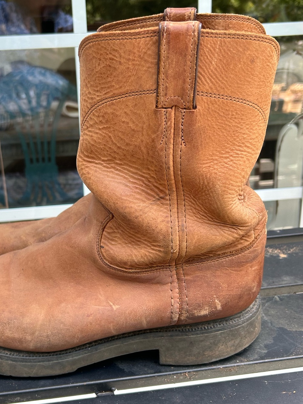 Justin’s Men's Brown Pull-On Work Boots Leather Size 11EEE - Picture 6 of 9